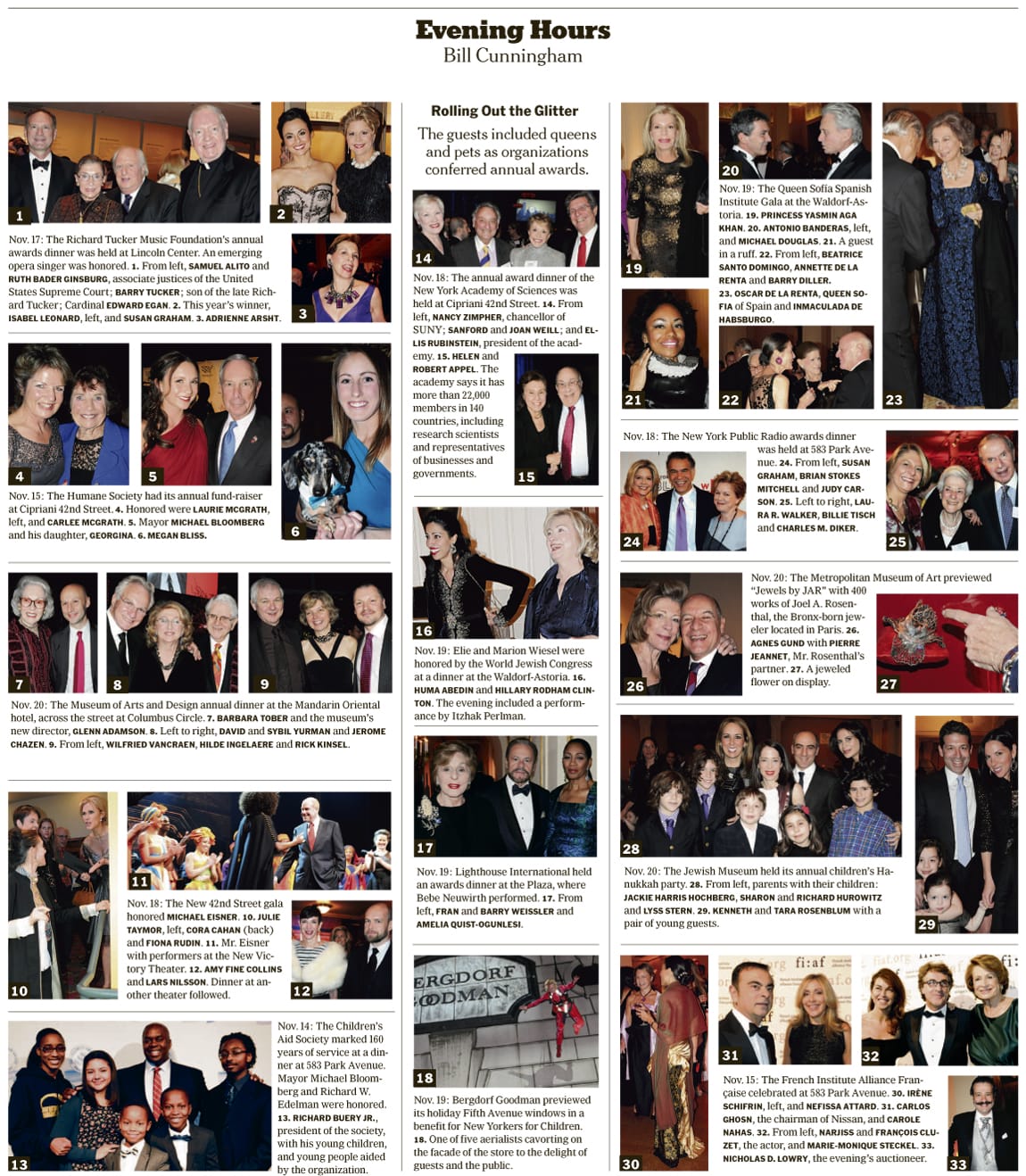 A graphic of the Evening Hours column in the New York Times.