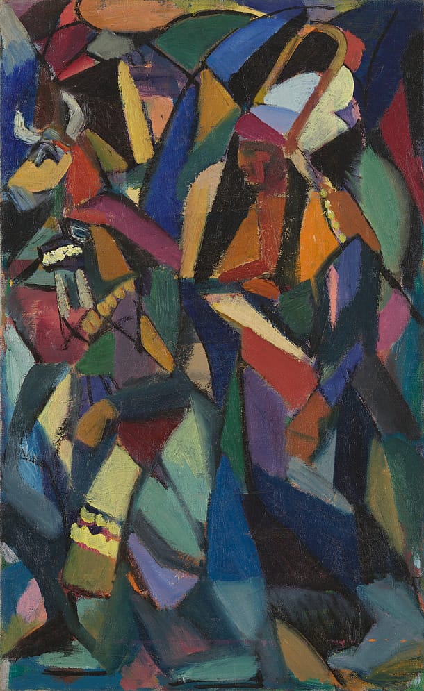 Jan Matulka, &ldquo;Indian Dancers,&rdquo; 1917-18. Oil on canvas.