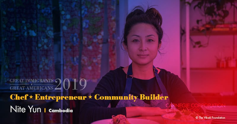 Graphic of Nite Yun with her titles, "Chef, Entrepreneur, and Community Builder."