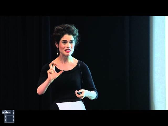 Neri Oxman presenting her work in a panel.