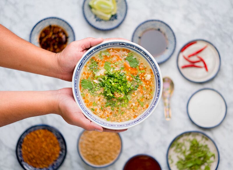 Picture of hands holding a bowl of food.