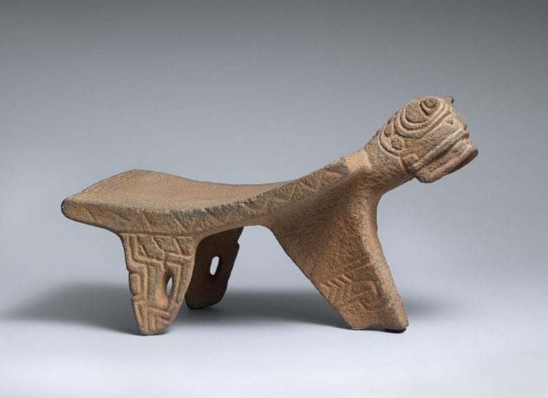 Stone metate carved to resemble a jaguar.
