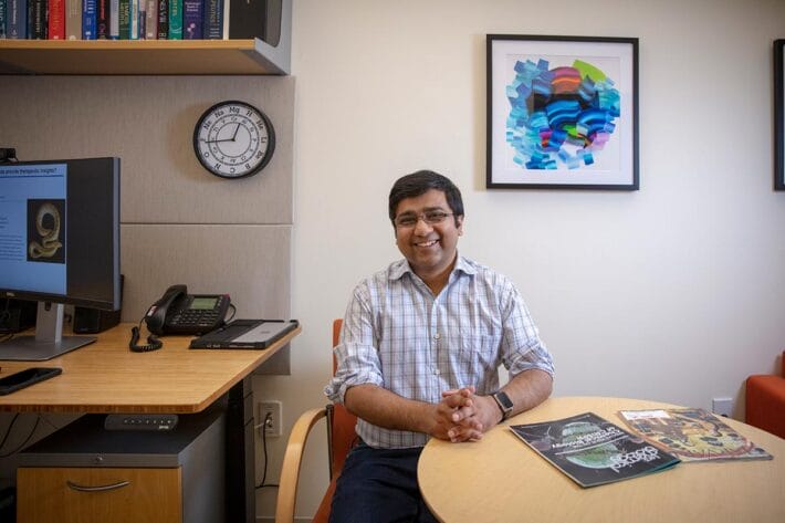 A photo of Amit Choudhary in his office.