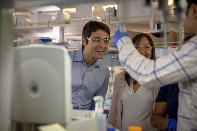 Mikhail G. Shapiro with students at the California Institute of Technology