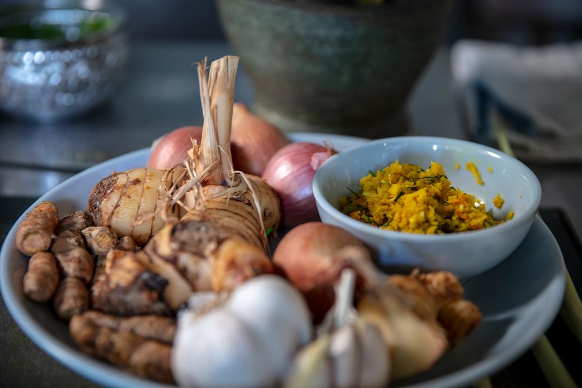 A photo of culinary ingredients at Cambodian restaurant Nyum Bai