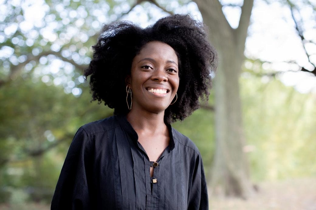 Author Yaa Gyasi in Prospect Park, Brooklyn.