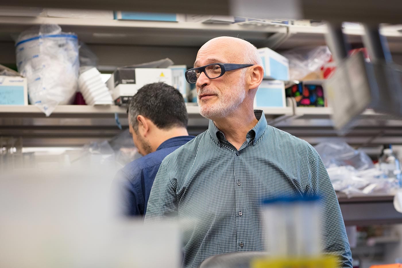 A photo of Alexander Rudensky inside of his lab at Memorial Sloan Kettering