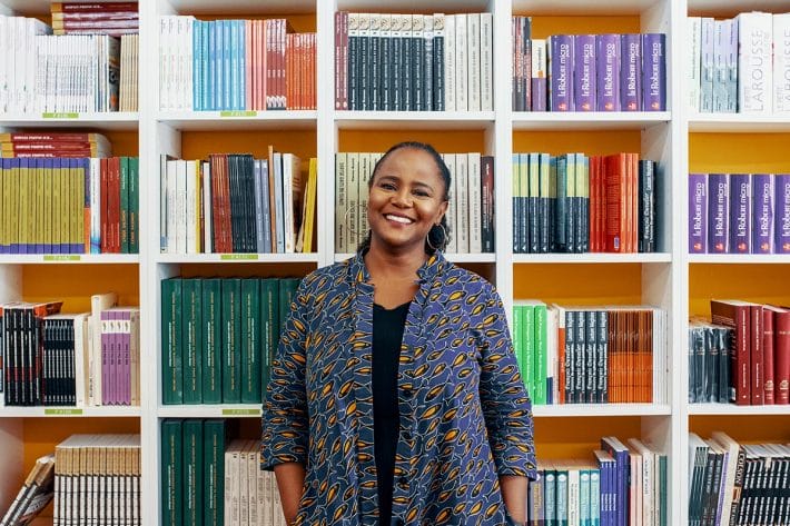 A photo of Edwidge Danticat at Libreri Mapou Bookstore