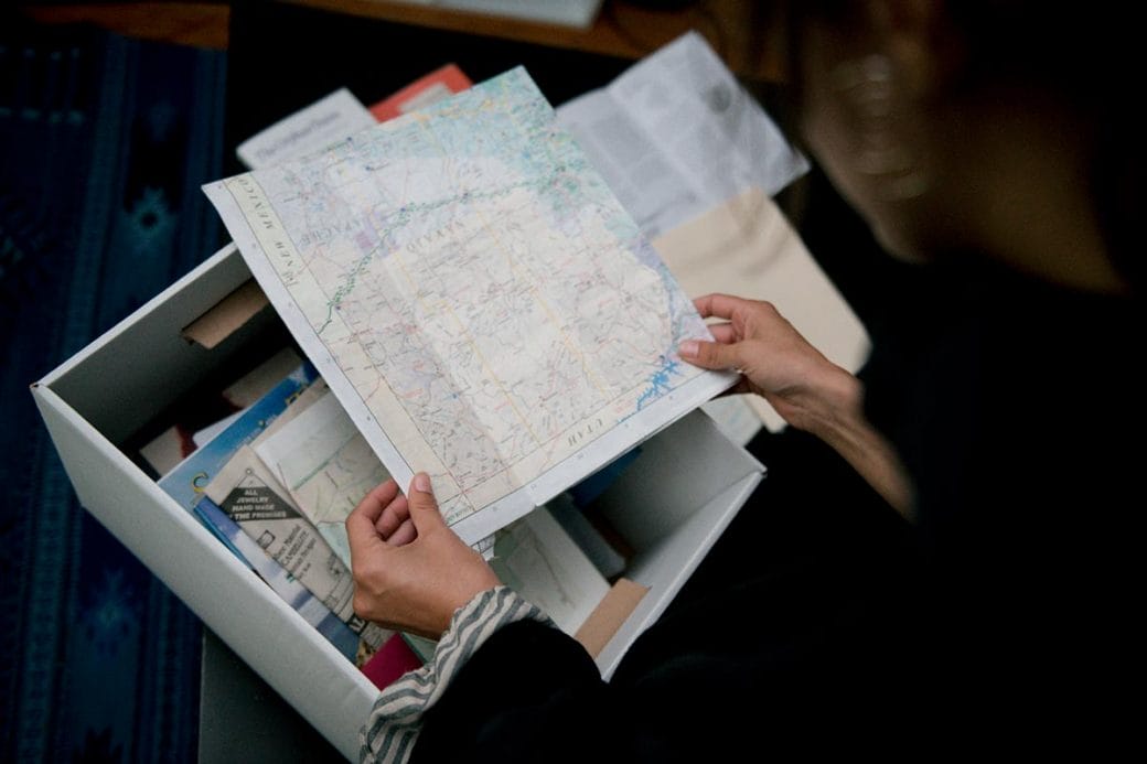 Valeria Luiselli sorting through boxes of research for "Lost Children Archive."