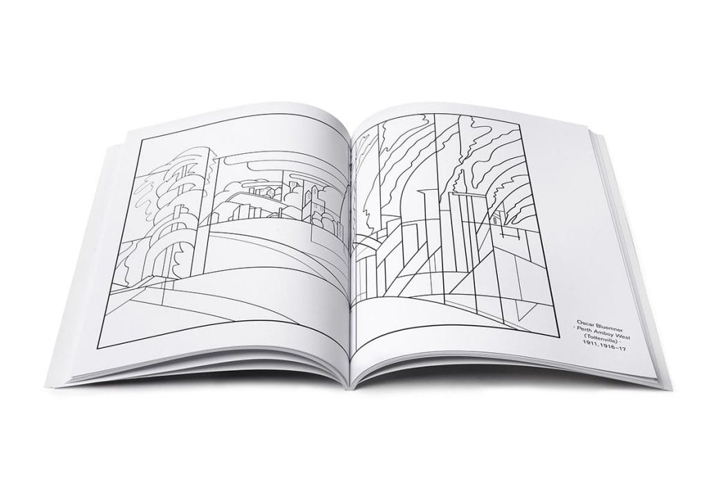 Interior view of he Coloring Book of American Modernist Artists 