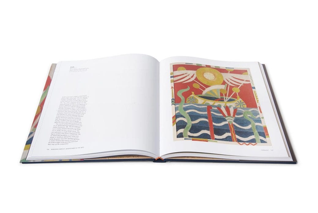 Interior view of Marsden Hartley exhibition catalogue, featuring Hartley's Schiff painting
