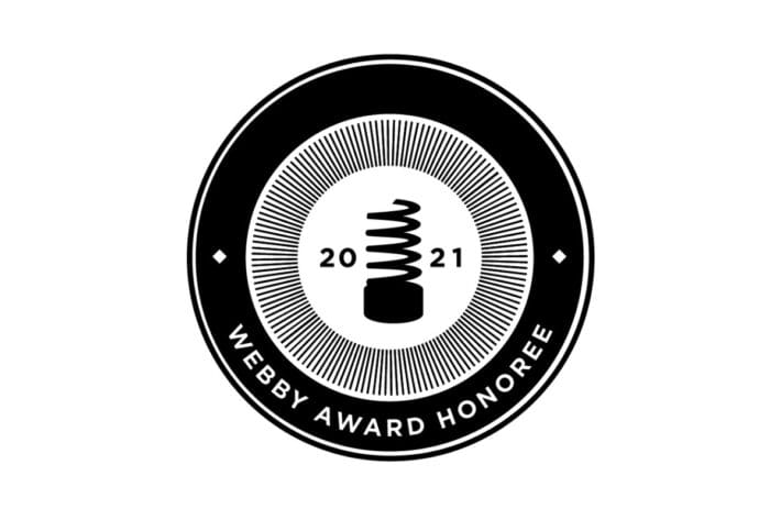 The official graphic for the 2021 Webby Award Honoree badge.