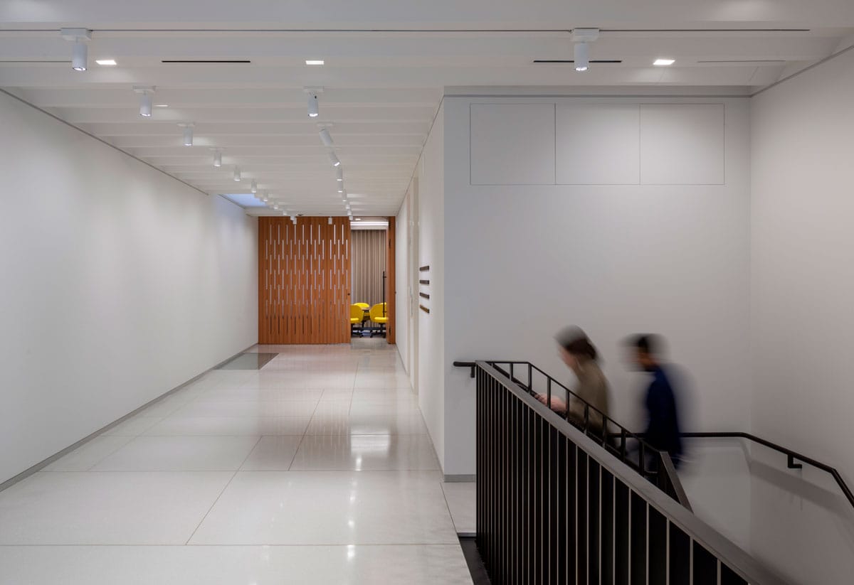 The second floor gallery with the boardroom in the background.