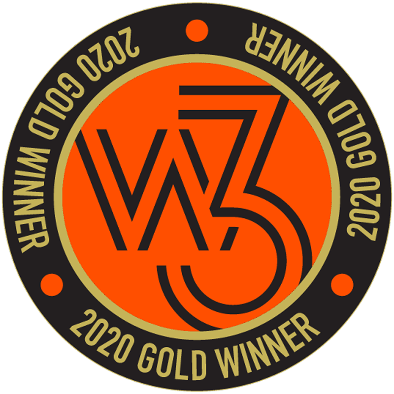 The W3 Gold Award logo in orange and black.
