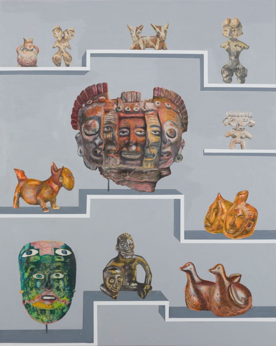 Various Mesoamerican sculptures.
