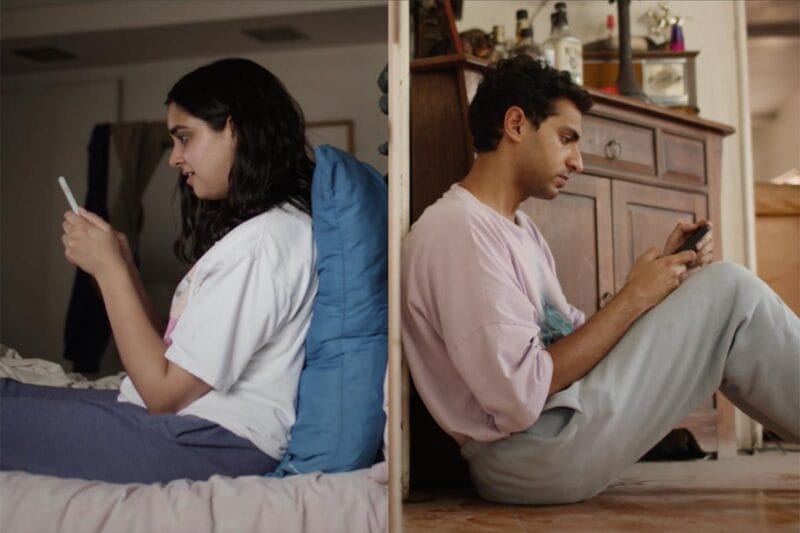 A still from 7 Days, featuring Geraldine Viswanathan and Karan Soni