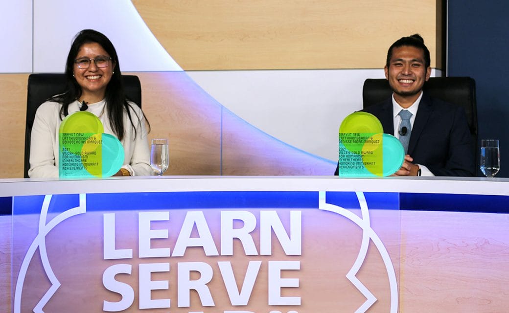 "New" & Denisse pictured at the AAMC with their 2021 Vilcek-Gold awards.