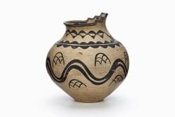 A San Ildefonso pot with black wavy lines.