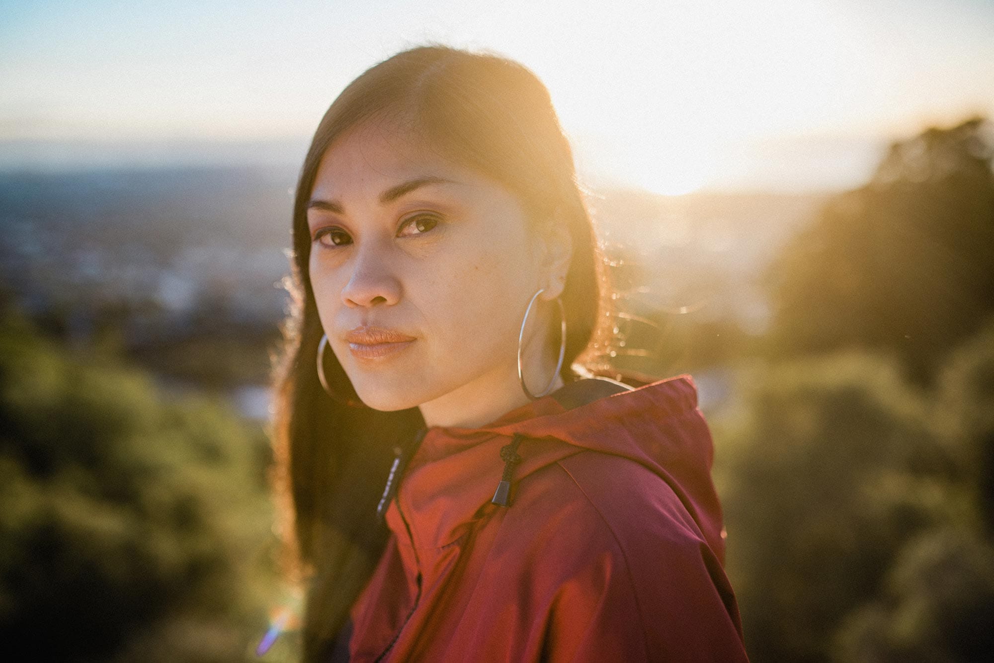 Ruby Ibarra with a sunbeam shining on her.