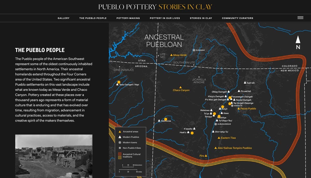 A map of Southwestern Ancestral Puebloan land on a black background.