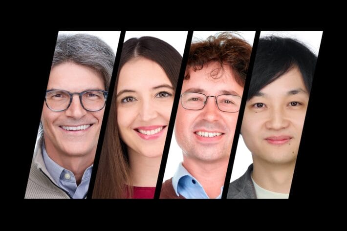 Splices of the headshots of the four 2024 Vilcek Foundation prizewinners in Biomedical Science.