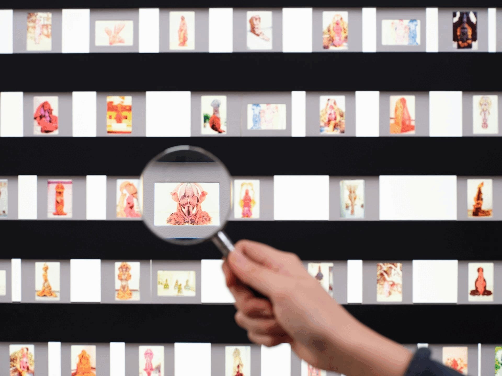 Installation image of “mould the wing to match the photograph”: The Mrinalini Mukherjee Archive in conversation with Sreshta Rit Premnath at Asia Art Archive in America.